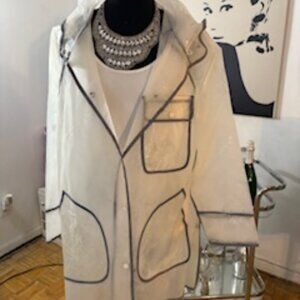 Zara transparent rain jacket with gray trim
